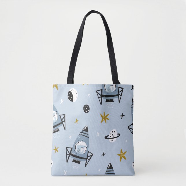 Childish seamless pattern with hand drawn space el tote bag (Front)