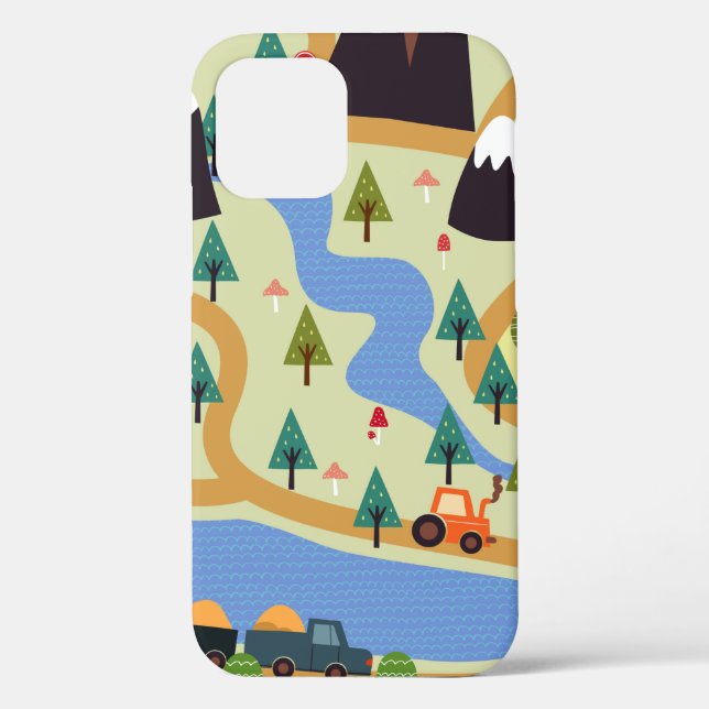 Childish seamless pattern with mountains, river, f Case-Mate iPhone case (Back)