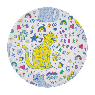Childish Tiger and Rainbow Pattern Cutting Board