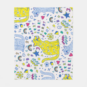 Childish Tiger and Rainbow Pattern Fleece Blanket