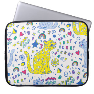 Childish Tiger and Rainbow Pattern Laptop Sleeve