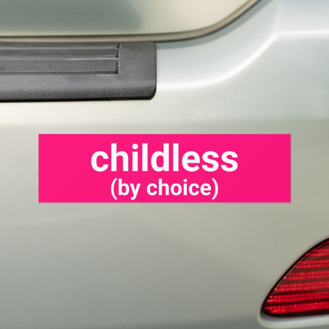 Childless by choice minimalist typography hot pink bumper sticker (On Car)