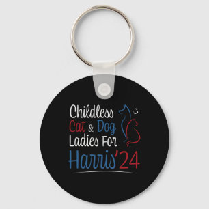 Childless Cat Dog Lady Ladies Shirt For Kamala Har Key Ring