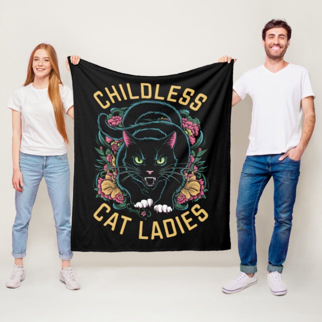 Childless Cat Ladies 2024 Feminist Fleece Blanket (In Situ)