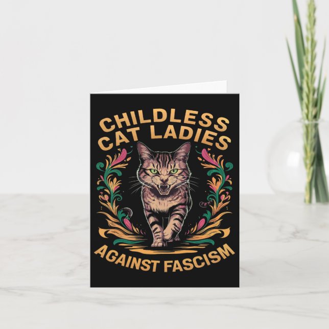 Childless Cat Ladies Against Fascism 1  Card (Front)