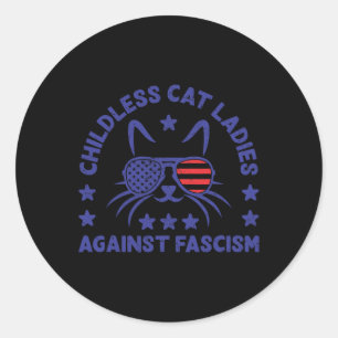Childless Cat Ladies Against Fascism Funny Cat Fem Classic Round Sticker