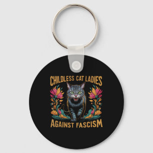 Childless Cat Ladies Against Fascism Funny Politic Key Ring