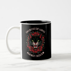 Childless Cat Ladies Against Fascism  Two-Tone Coffee Mug