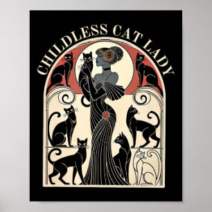 Childless Cat Ladies Cat Karma Retro Funny  Poster
