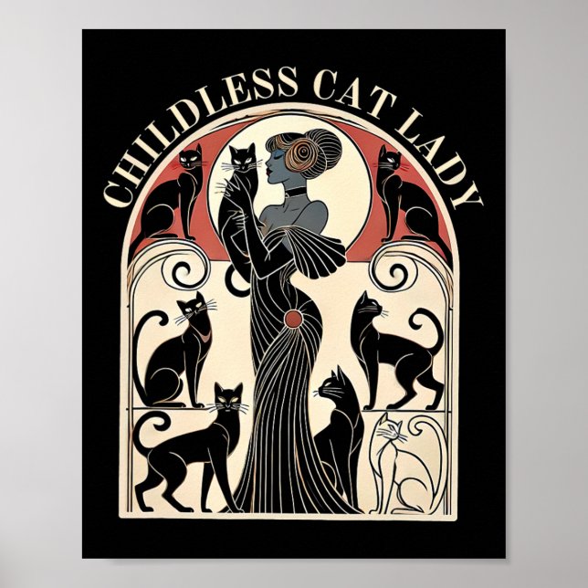 Childless Cat Ladies Cat Karma Retro Funny  Poster (Front)