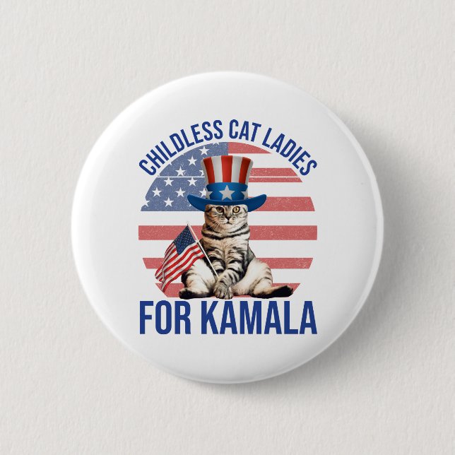 Childless Cat Ladies For Kamala 6 Cm Round Badge (Front)