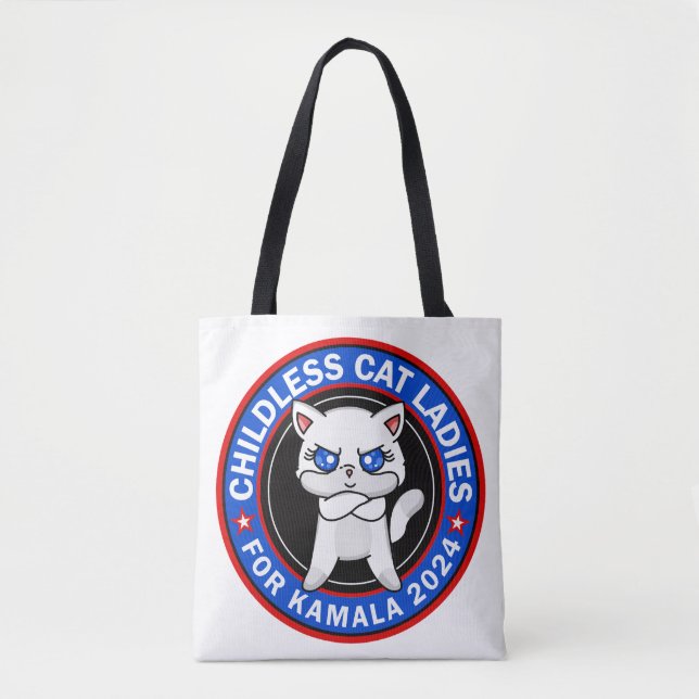 Childless Cat Ladies For Kamala Democrats US 2024 Tote Bag (Front)