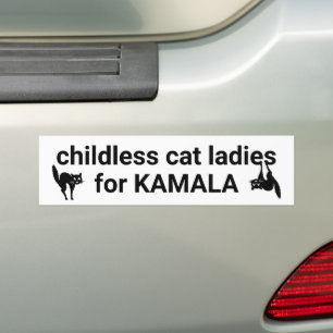 Childless cat ladies for Kamala funny black white Bumper Sticker