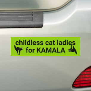 Childless cat ladies for Kamala funny lime green Bumper Sticker