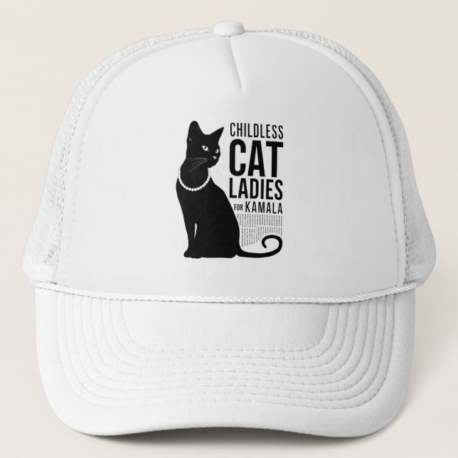 Childless Cat Ladies for Kamala harris T-Shirt Trucker Hat (Front)