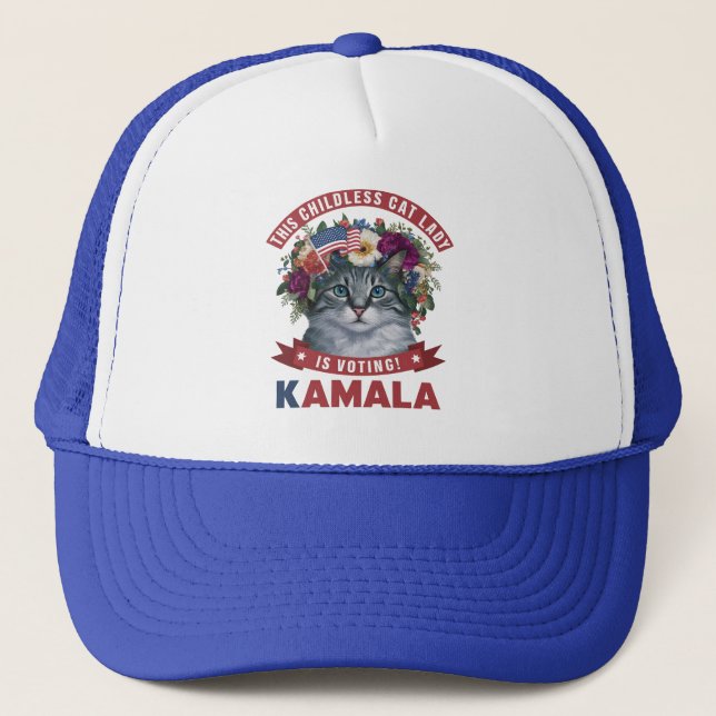 Childless Cat Ladies for kamala harris  Trucker Hat (Front)