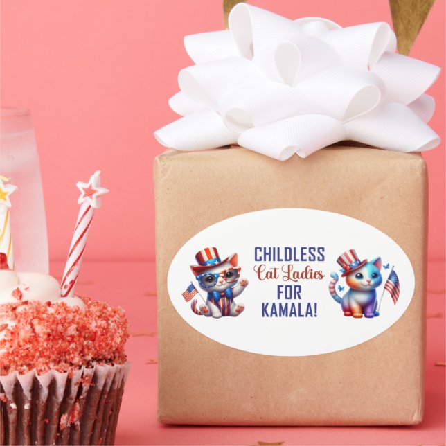 CHILDLESS CAT LADIES FOR KAMALA OVAL STICKER (Party)