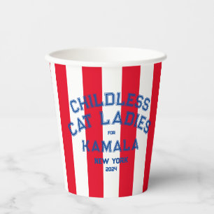 Childless Cat Ladies For Kamala Red Stripe Custom Paper Cups