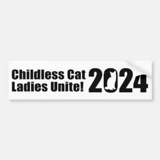 Childless Cat Ladies Unite! Bumper Sticker_Black Bumper Sticker