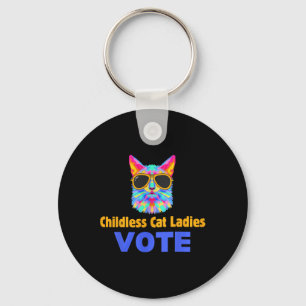 Childless Cat Ladies Vote Blue Key Ring
