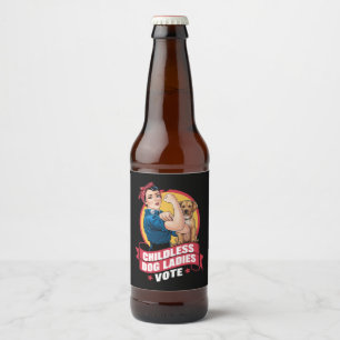 Childless Cat Ladies Vote Dog The Riveter Dog Beer Bottle Label