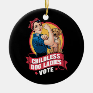 Childless Cat Ladies Vote Dog The Riveter Dog  Ceramic Ornament