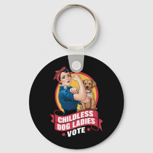 Childless Cat Ladies Vote Dog The Riveter Dog  Key Ring