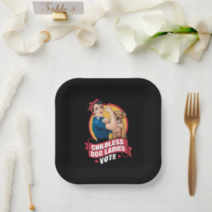 Childless Cat Ladies Vote Dog The Riveter Dog Paper Plate
