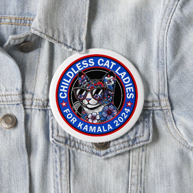 Childless Cat Ladies Vote Kamala US 2024 Dems  10 Cm Round Badge (In Situ)