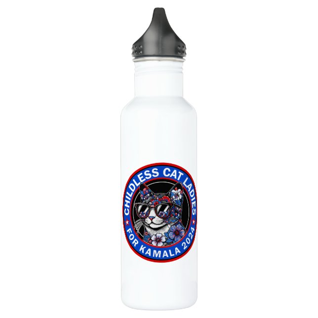 Childless Cat Ladies Vote Kamala US 2024 Dems  710 Ml Water Bottle (Left)