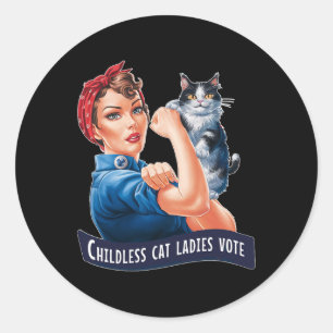 Childless Cat Ladies Vote Rosie The Riveter Classic Round Sticker
