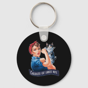 Childless Cat Ladies Vote Rosie The Riveter  Key Ring