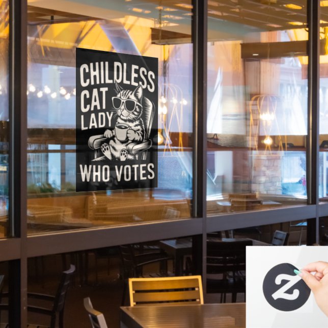 Childless Cat Lady 2024 Election Vote Kamala  (Restaurant Window)