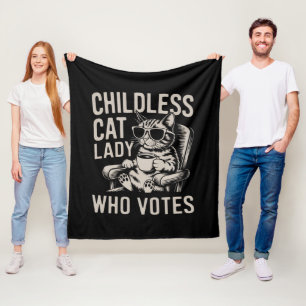 Childless Cat Lady 2024 Election Vote Kamala  Fleece Blanket