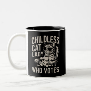 Childless Cat Lady 2024 Election Vote Kamala  Two-Tone Coffee Mug