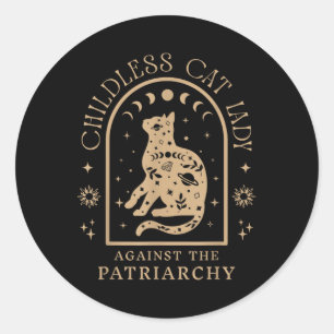 Childless Cat Lady Against Patriarchy Feminist Cat Classic Round Sticker