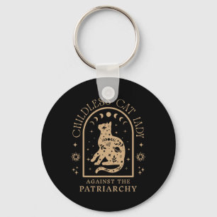Childless Cat Lady Against Patriarchy Feminist Cat Key Ring