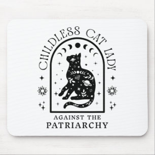 Childless Cat Lady Against Patriarchy Feminist Cat Mouse Pad