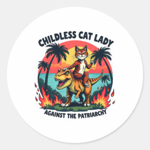 Childless Cat Lady Against The Patriarchy Cat Ridi Classic Round Sticker