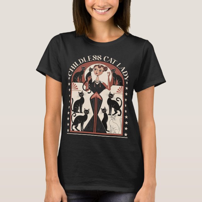 Childless Cat Lady Cat Lover T-shirt (Front)