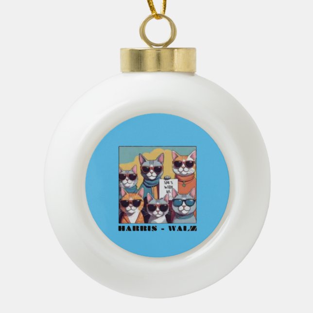Childless cat lady childless cat ladies for Kamal Ceramic Ball Christmas Ornament (Front)