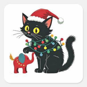 Childless Cat Lady Christmas Kamala Trump  Square Sticker