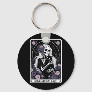 Childless Cat Lady Cute Gothic Skeleton Tarot Card Key Ring