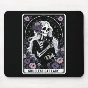 Childless Cat Lady Cute Gothic Skeleton Tarot Card Mouse Pad