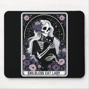 Childless Cat Lady Cute Gothic Skeleton Tarot Card Mouse Pad