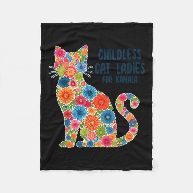 Childless Cat Lady For Kamala  Fleece Blanket (Front)