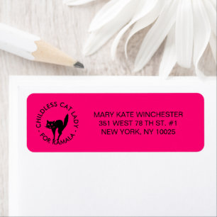 Childless Cat Lady for Kamala funny cat hot pink Return Address Label