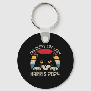 Childless Cat Lady For Kamala Harris 2024 Retro Bl Key Ring