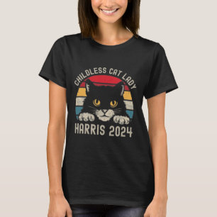 Childless Cat Lady For Kamala Harris 2024 Retro Bl T-Shirt