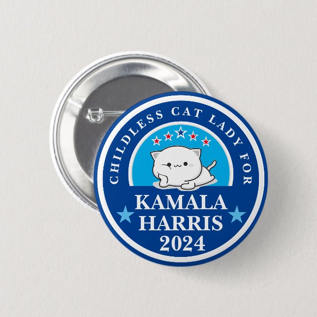 Childless Cat Lady for Kamala Harris 6 Cm Round Badge (Front & Back)